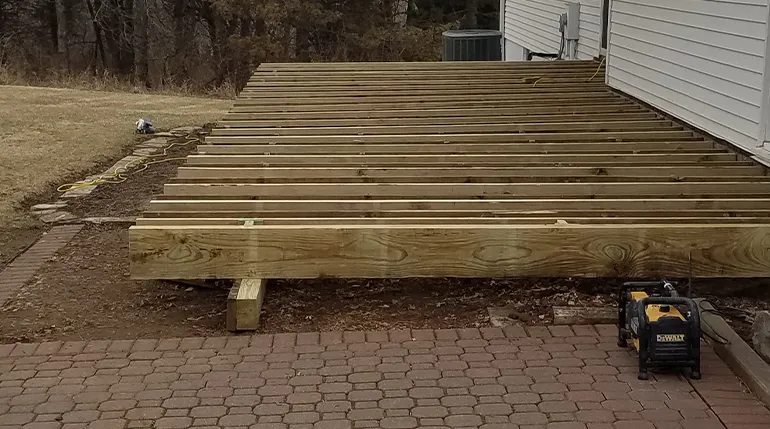 This deck didn't need entire replacement. Simply just replacing the walkway was enough