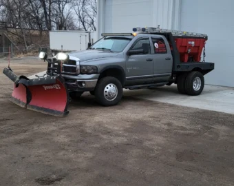 Liberty Contractors snow removal service truck ready for commercial Omaha properties.